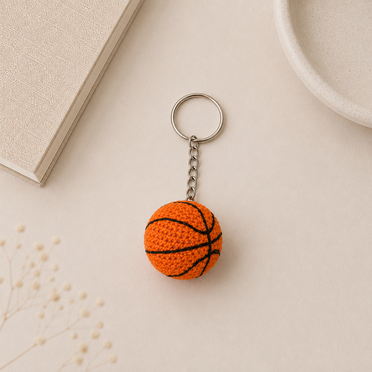 Handmade Crochet Basketball Keychain