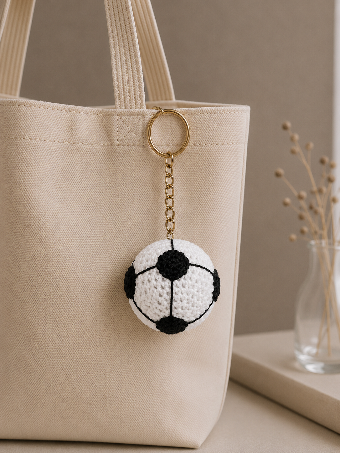 Handmade Crochet Football Keychain