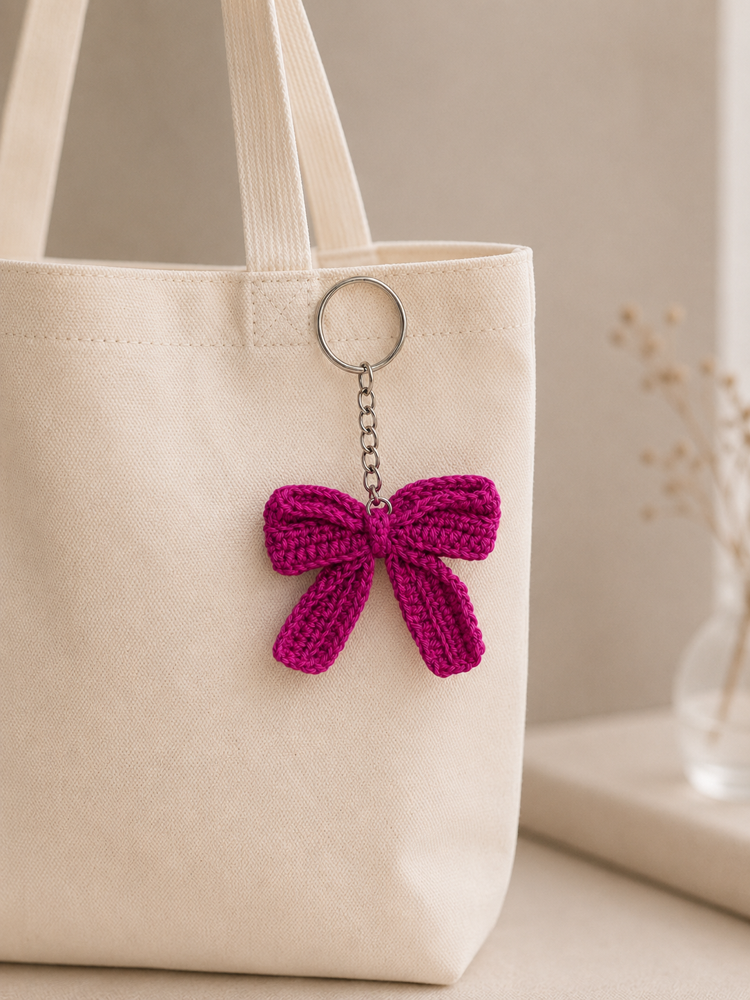 Handmade Crochet Bow Keychain