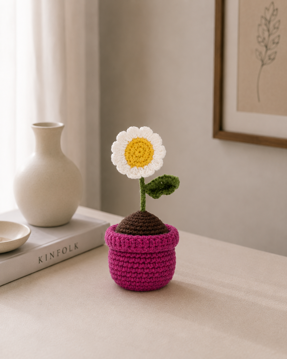 Handmade Crochet Daisy Flower Pot