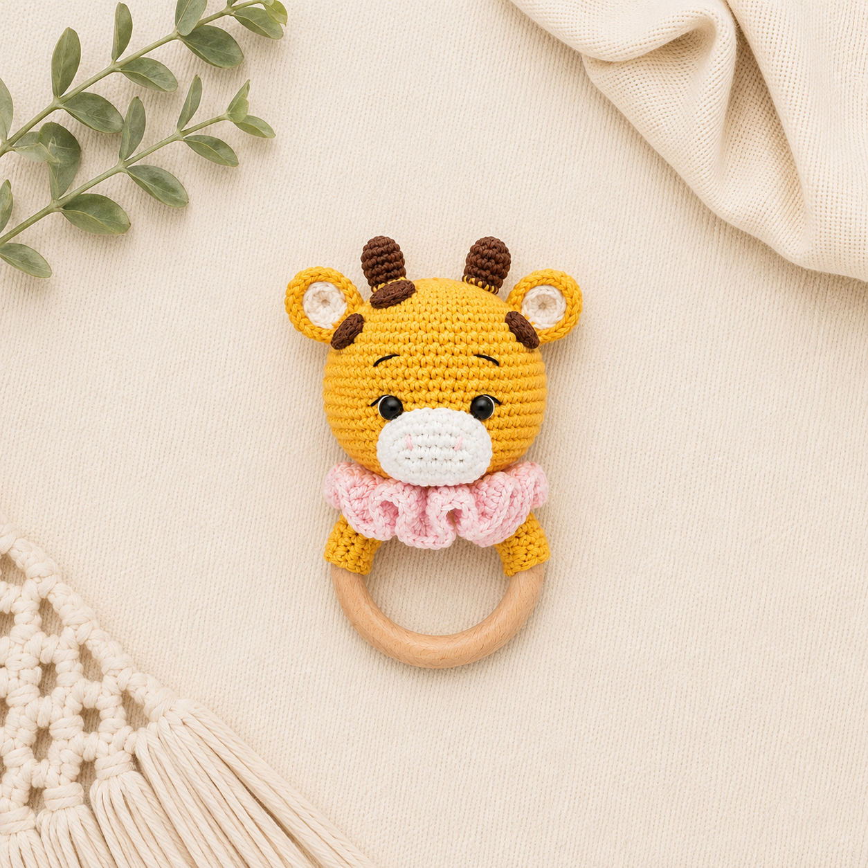 Handmade Crochet Giraffe Teether
