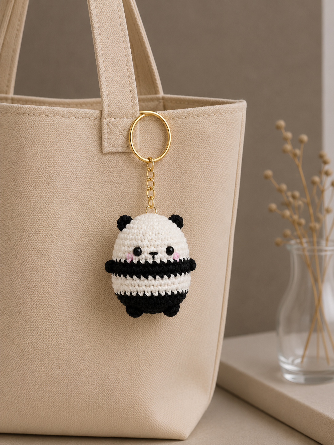 Handmade Crochet Chubby Panda Keychain