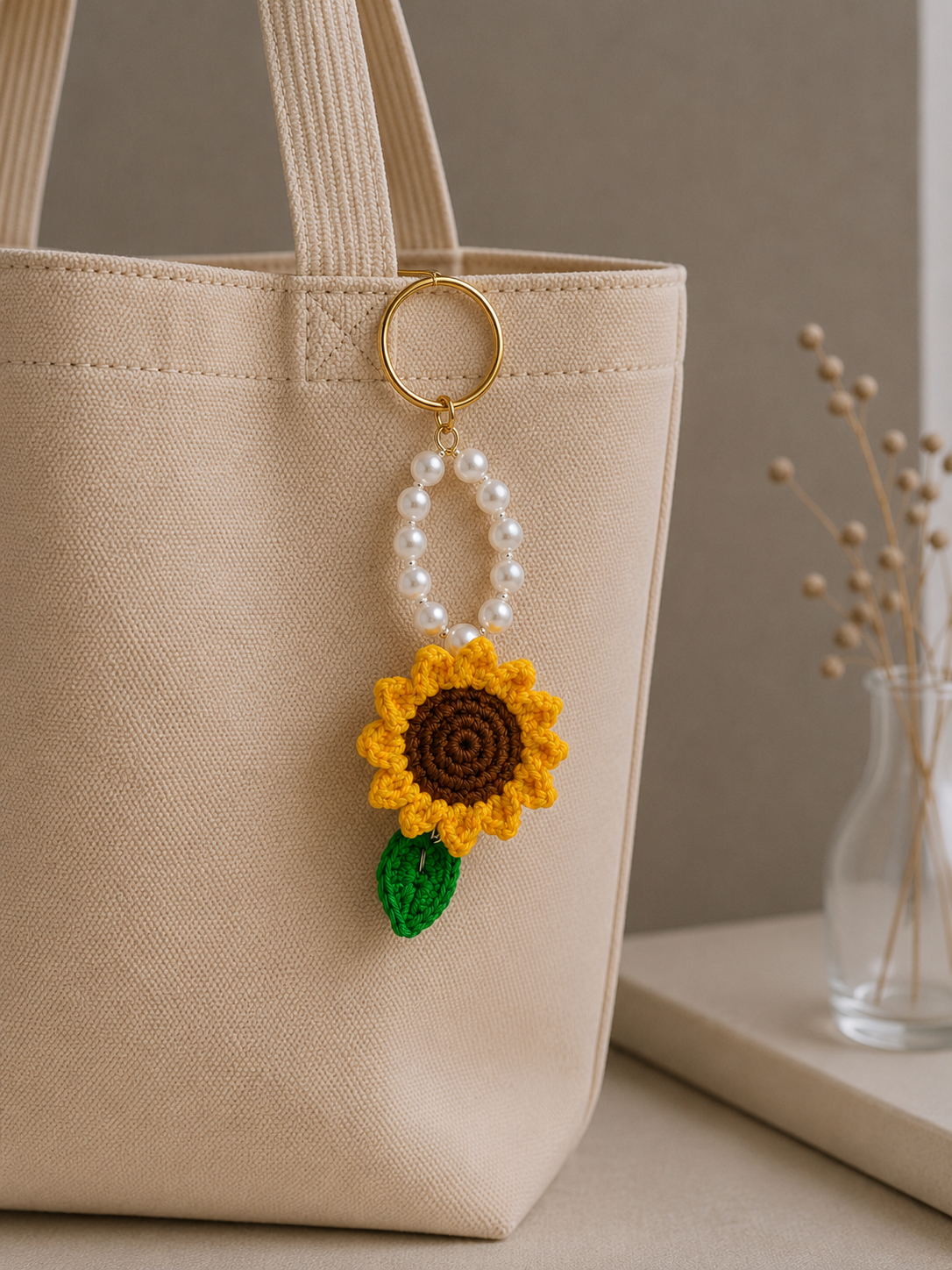 Handmade Crochet Sunflower Keychain