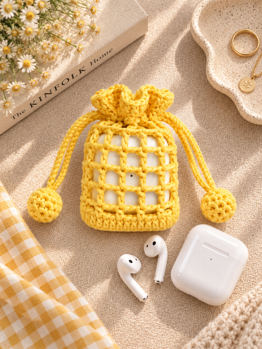 Bloom Drawstring Crochet Pouch