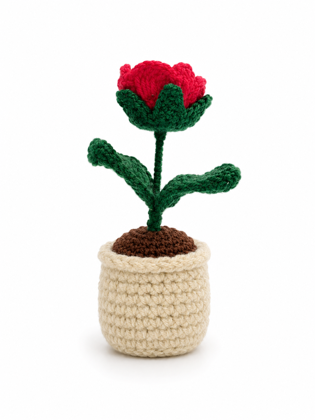 Handmade Crochet Carnation Flower Pot