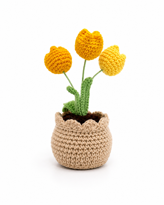 Handmade Crochet Tulip Flower Pot