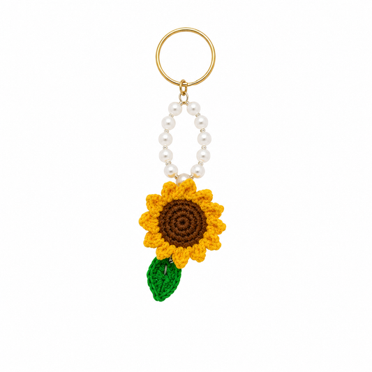 Handmade Crochet Sunflower Keychain