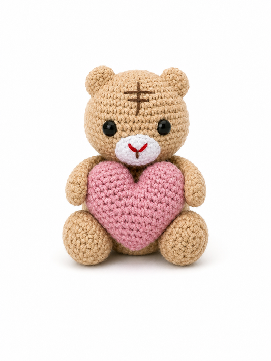Handmade Crochet Teddy Bear with Heart
