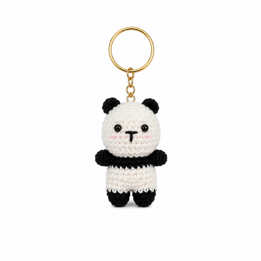 Handmade Crochet Classic Panda Keychain