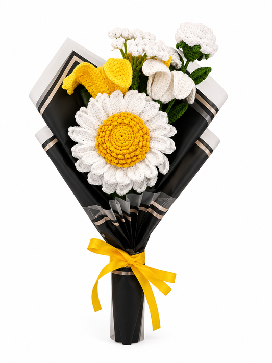 Handmade Crochet Daisy & Calla Lily Bouquet