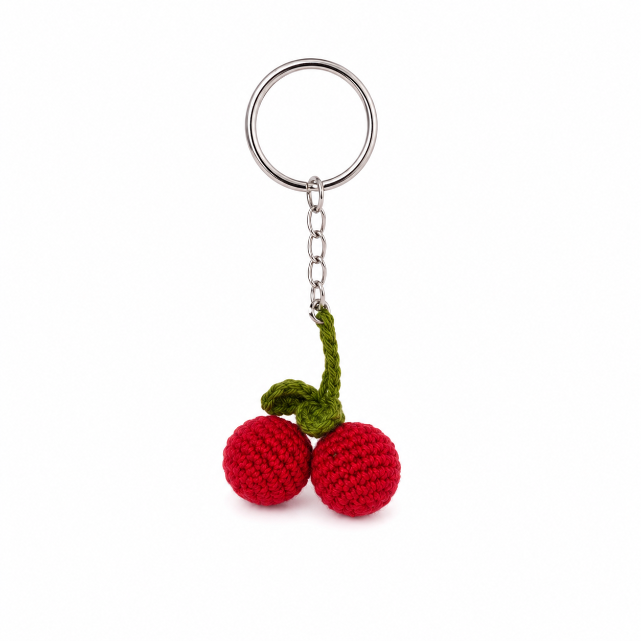Handmade Crochet Cherry Keychain