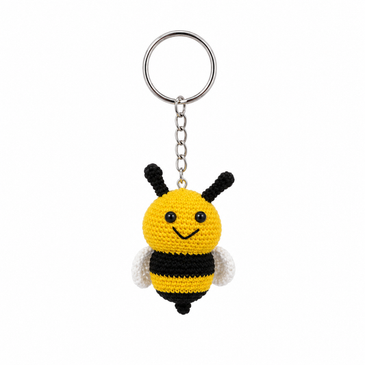 Handmade Crochet Honey Bee Keychain