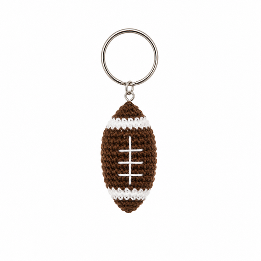 Handmade Crochet Rugby Ball Keychain