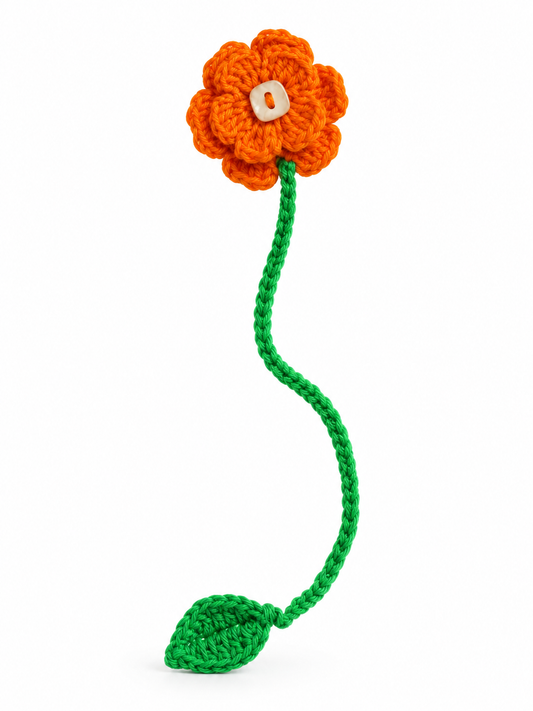 Marigold Bloom Crochet Bookmark