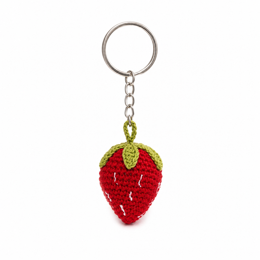 Handmade Crochet Strawberry Keychain
