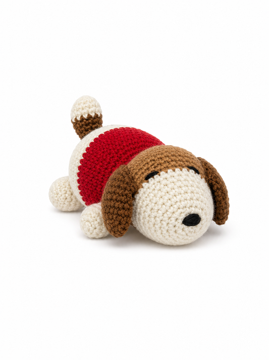 Handmade Crochet Sleeping Puppy Plushie