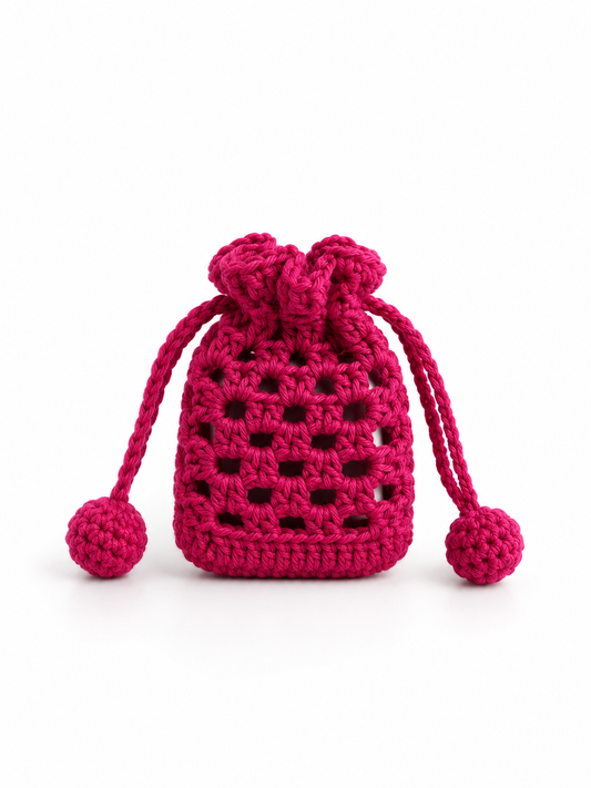 Bloom Drawstring Crochet Pouch