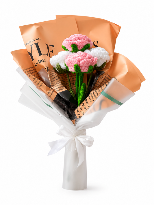 Handmade Crochet Mini Carnation Bouquet