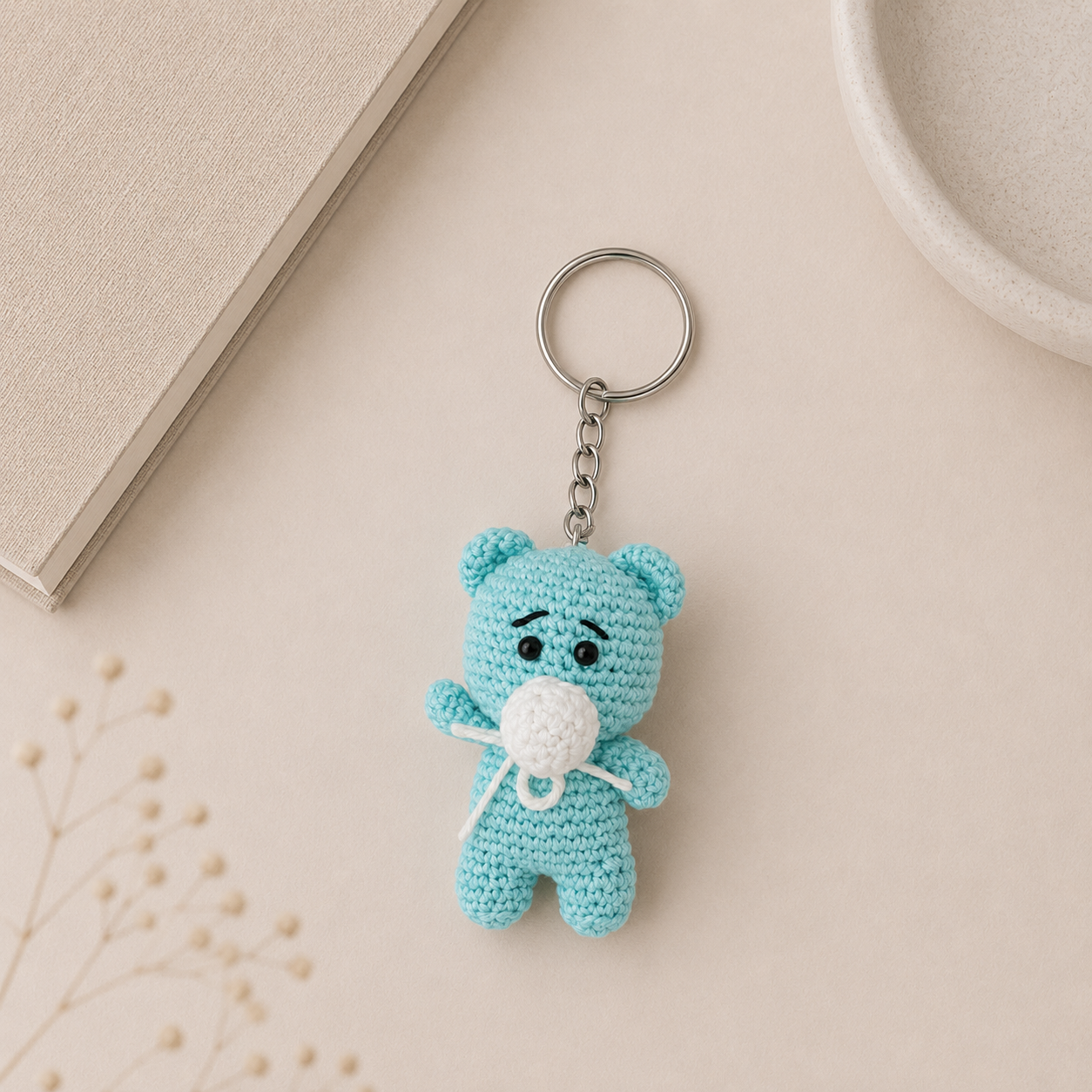 Handmade Crochet Teddy Bear Keychain