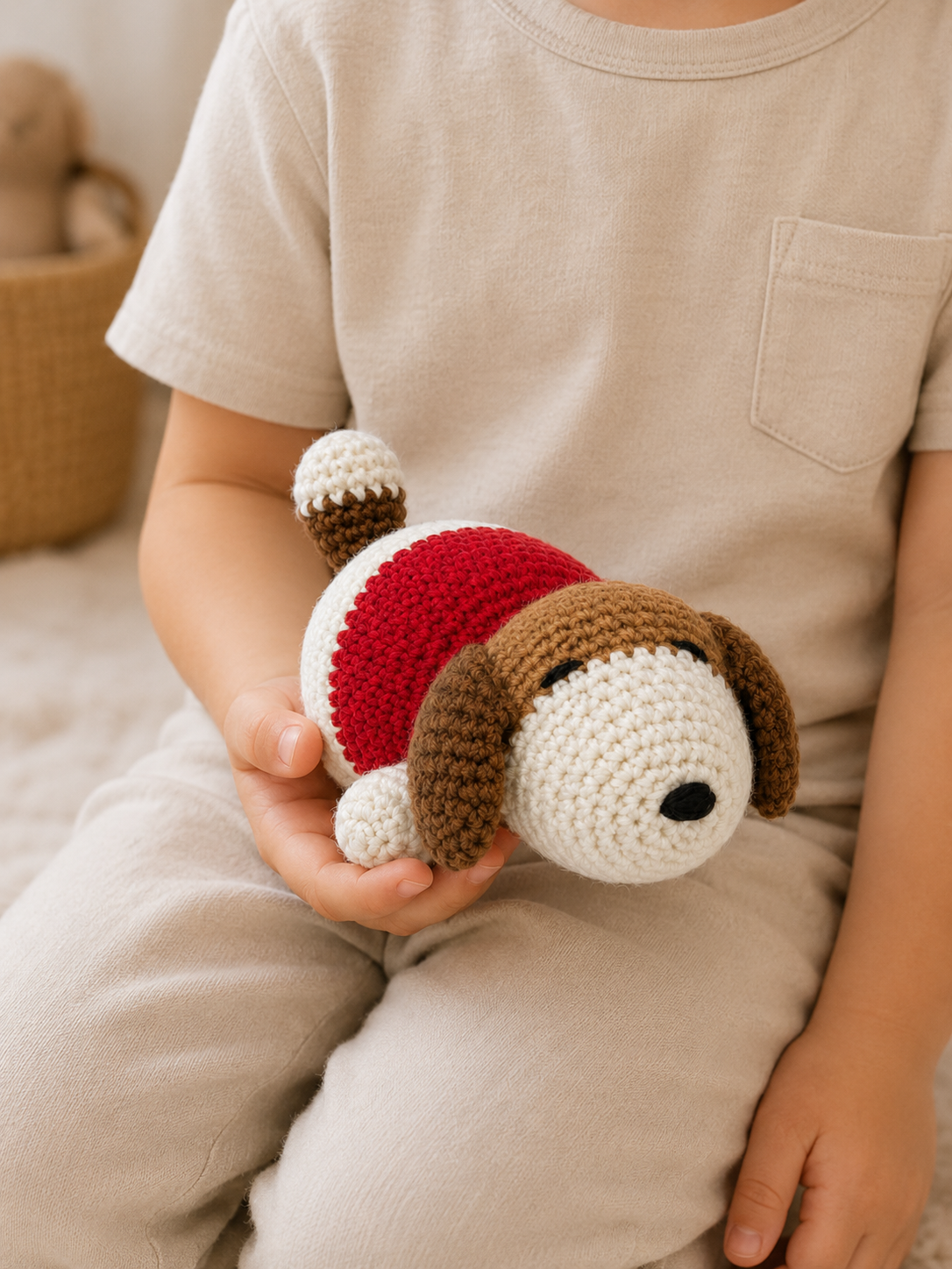 Handmade Crochet Sleeping Puppy Plushie