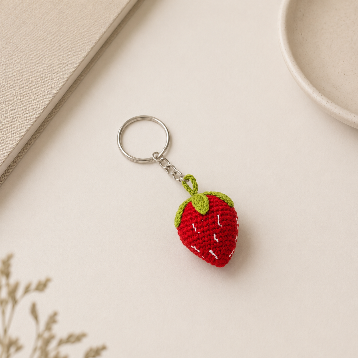 Handmade Crochet Strawberry Keychain