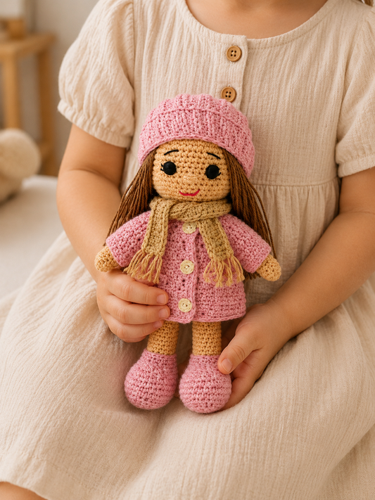 Handmade Crochet Winter Girl Doll