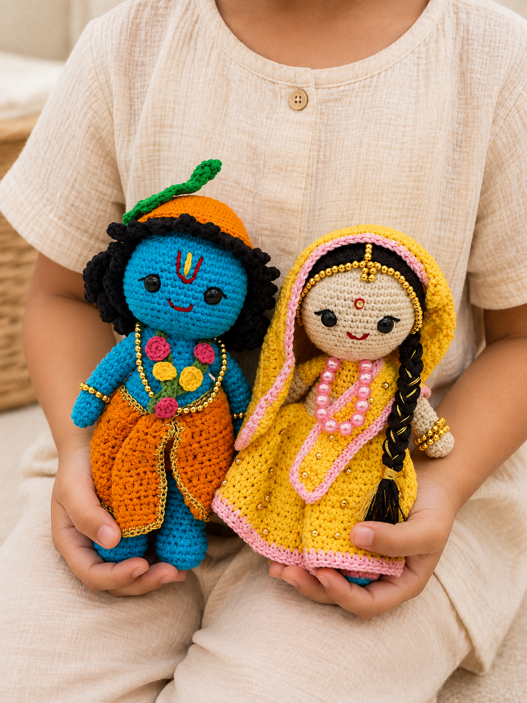 Handmade Crochet Radha Krishna - The Divine Duo