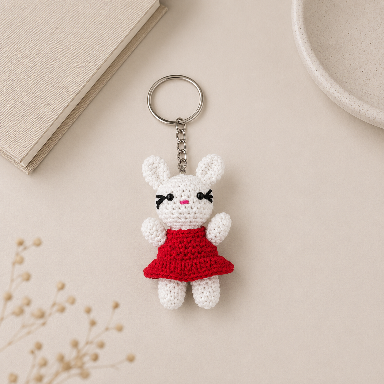 Handmade Crochet Kitty Keychain