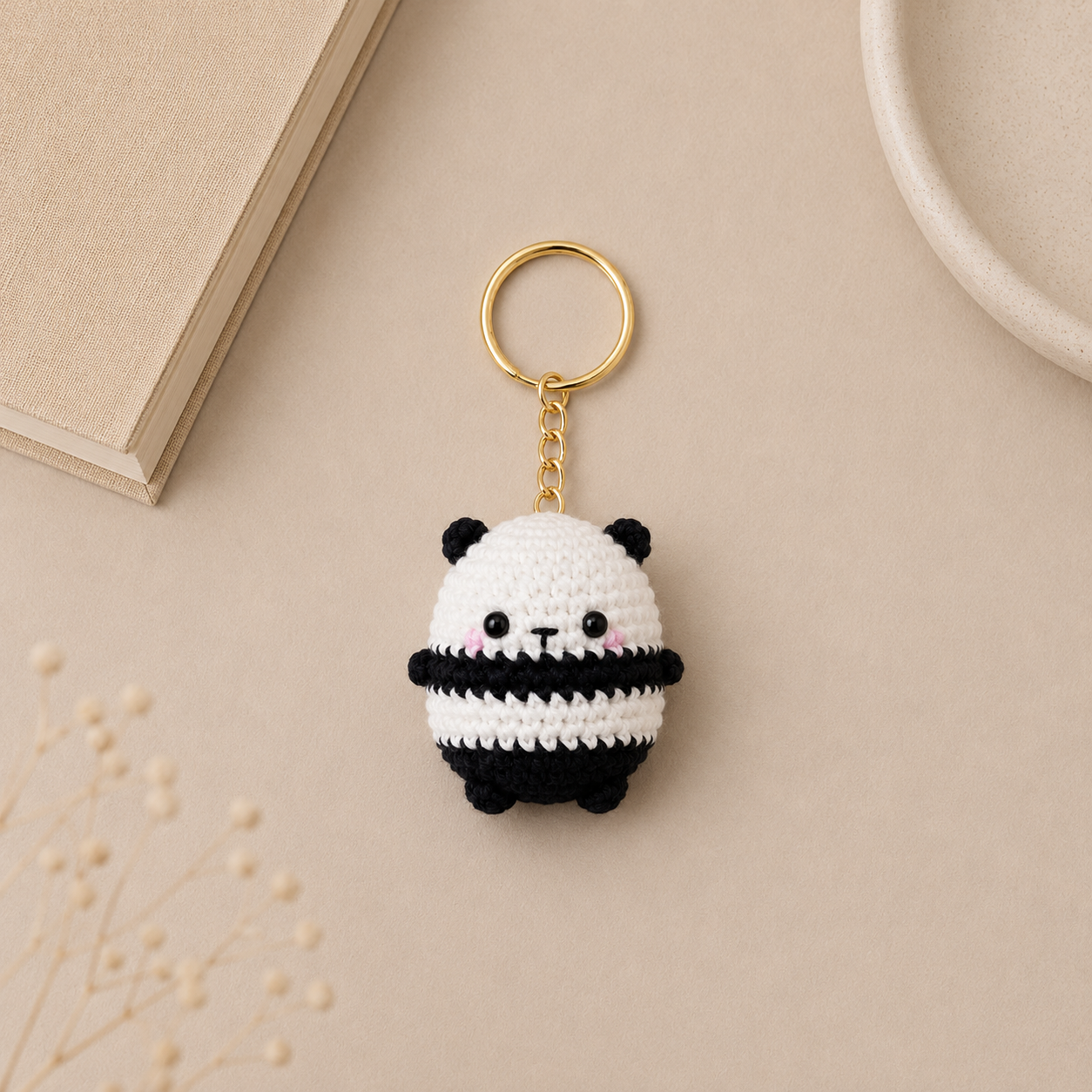 Handmade Crochet Chubby Panda Keychain
