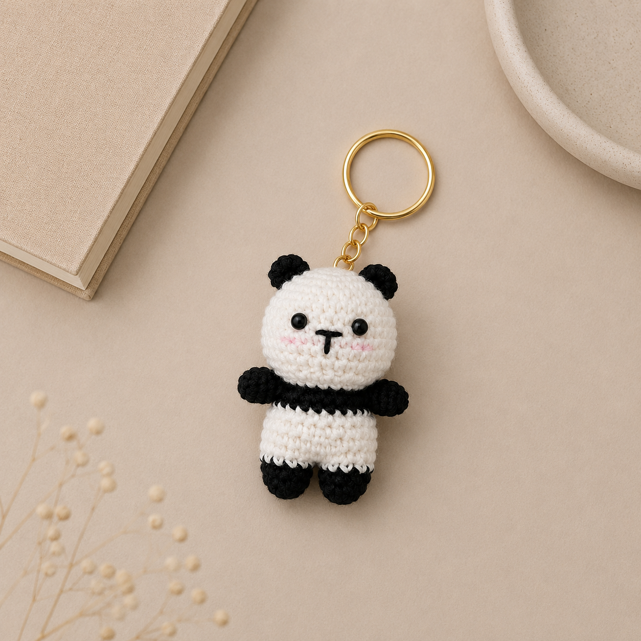Handmade Crochet Classic Panda Keychain