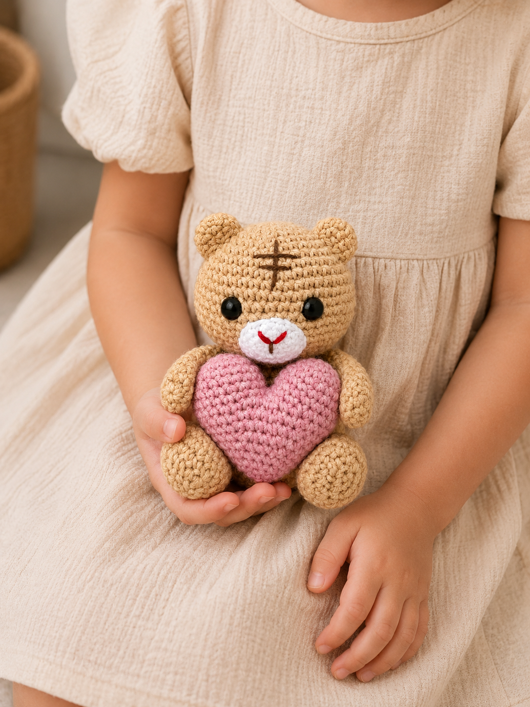 Handmade Crochet Teddy Bear with Heart
