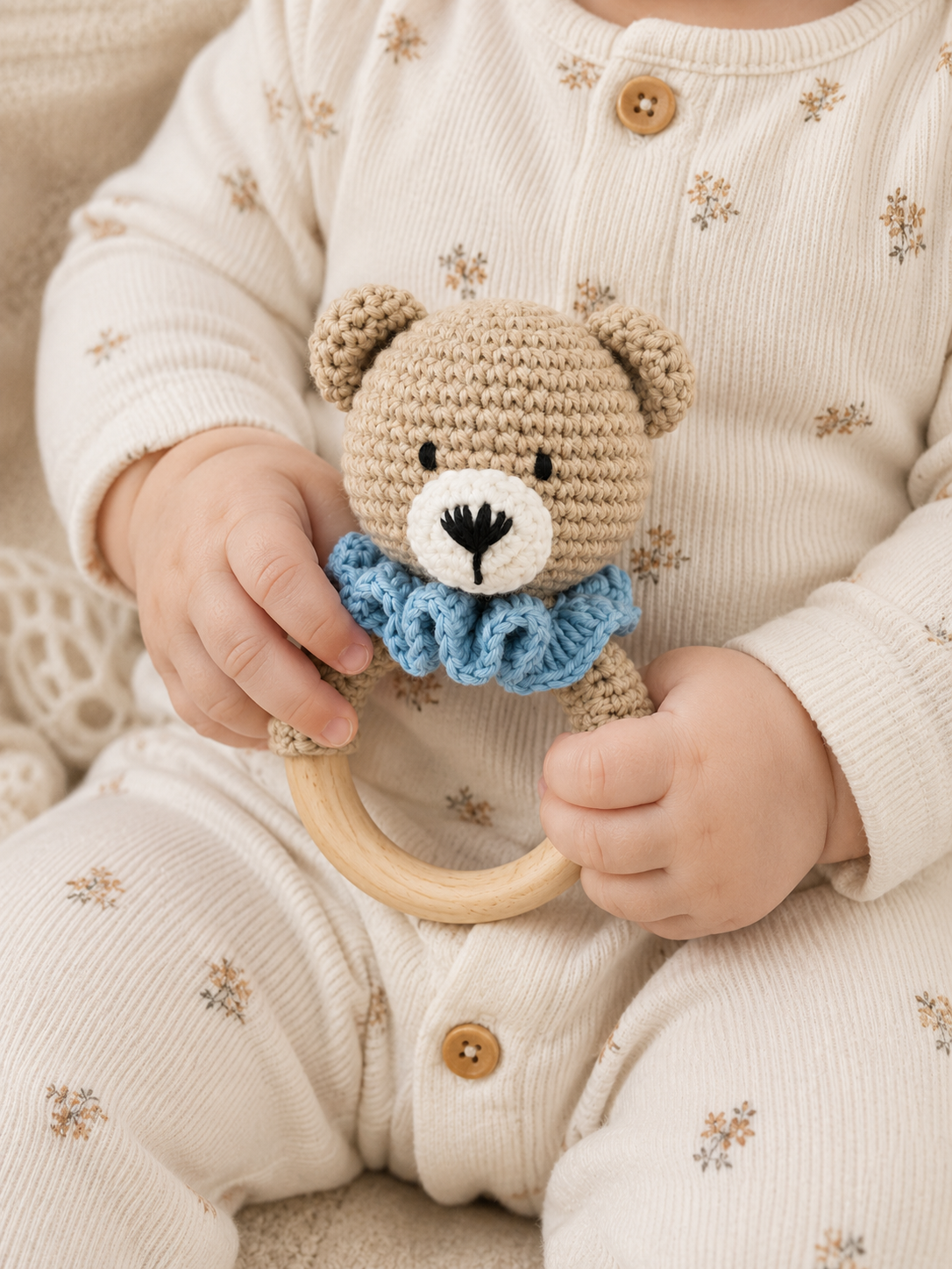 Handmade Crochet Teddy Teether