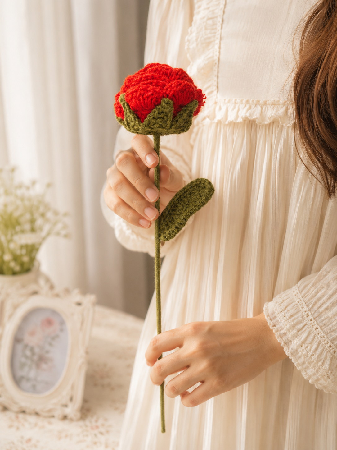 Handmade Crochet Carnation Flower