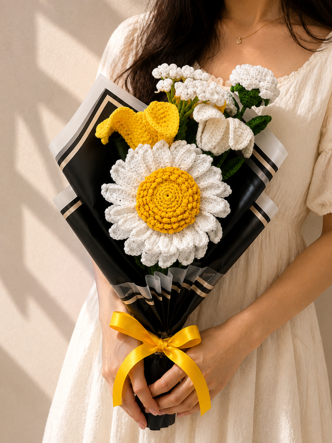 Handmade Crochet Daisy & Calla Lily Bouquet