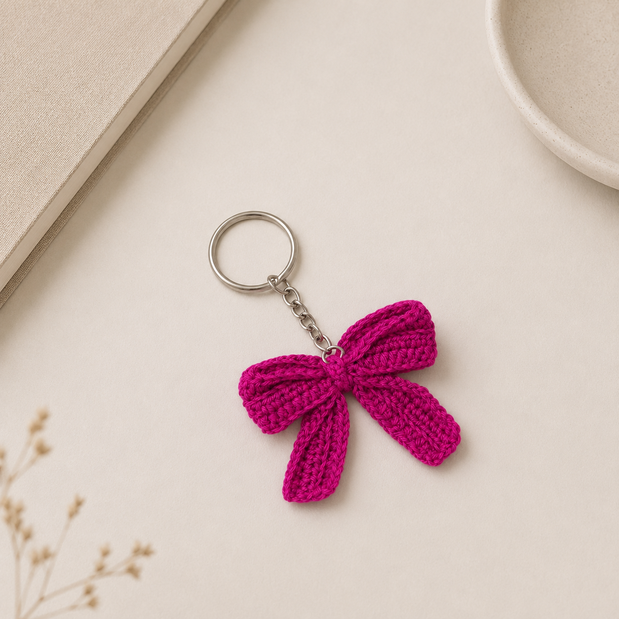 Handmade Crochet Bow Keychain