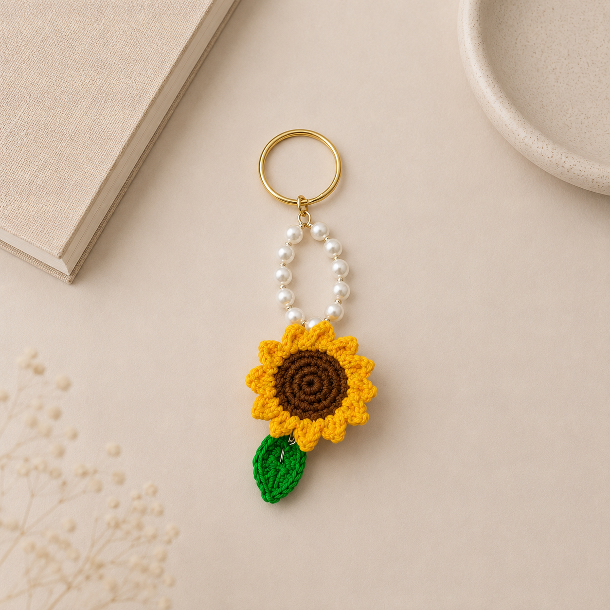 Handmade Crochet Sunflower Keychain