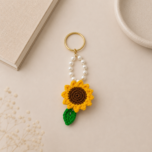 Handmade Crochet Sunflower Keychain