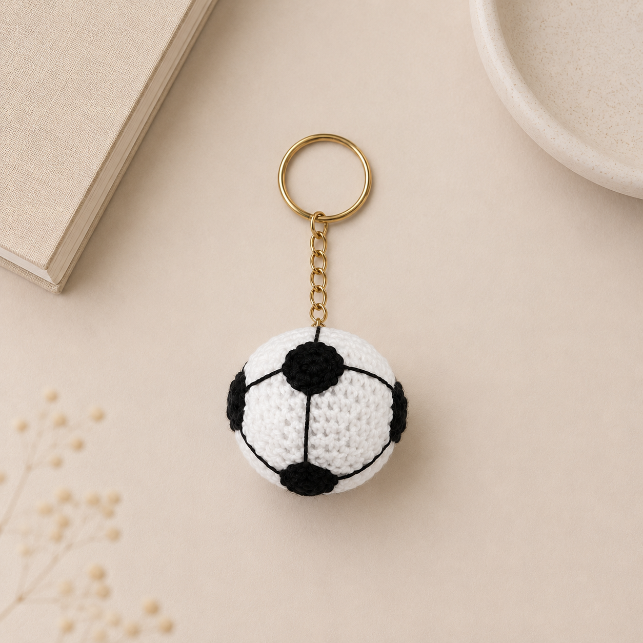 Handmade Crochet Football Keychain