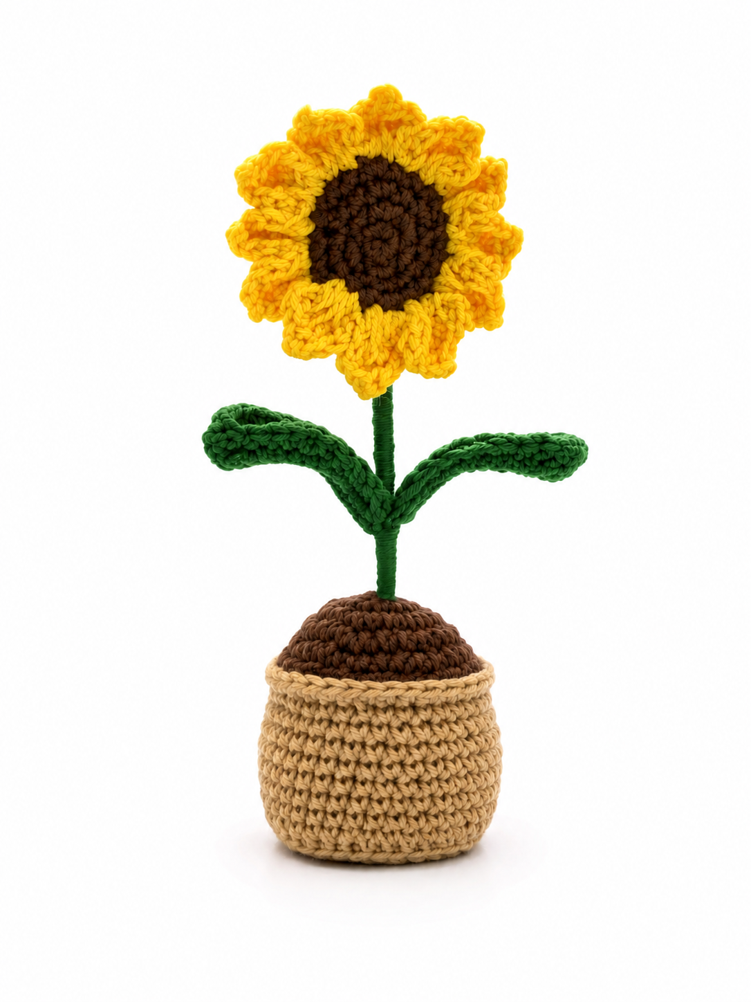 Handmade Crochet Sunflower Flower Pot
