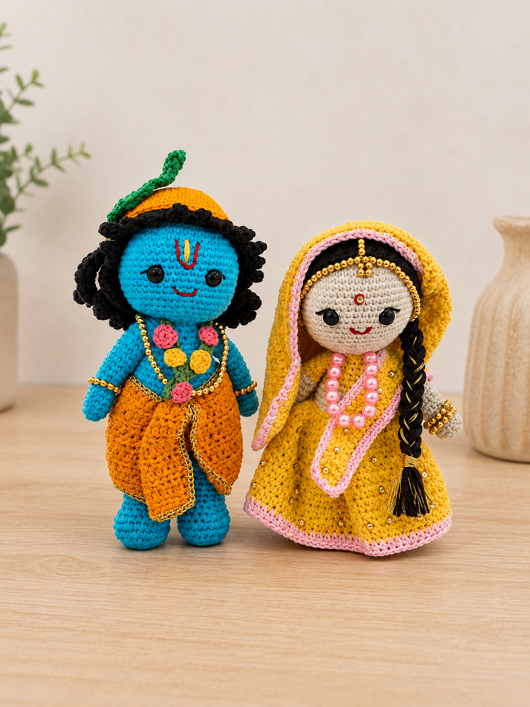 Handmade Crochet Radha Krishna - The Divine Duo
