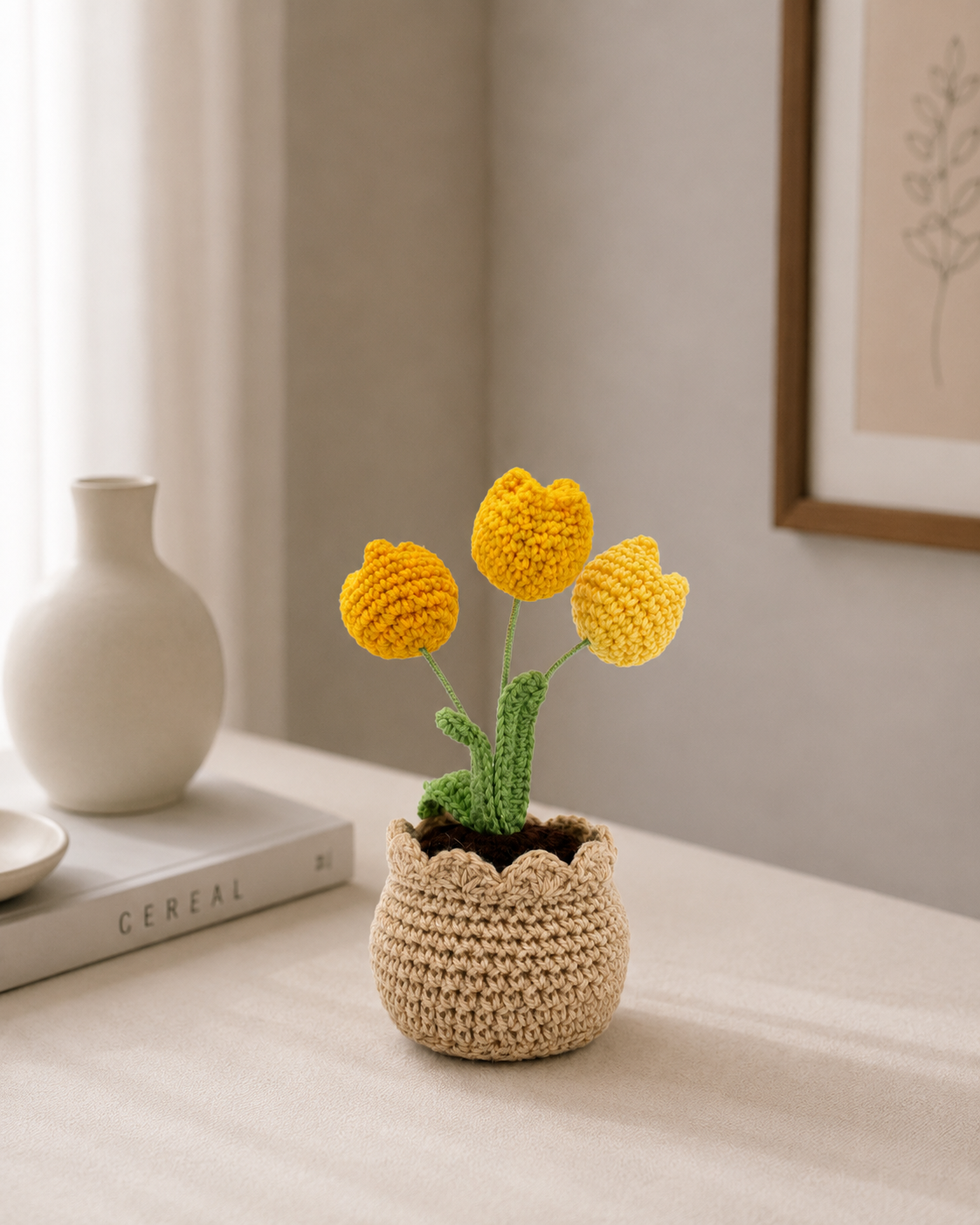 Handmade Crochet Tulip Flower Pot