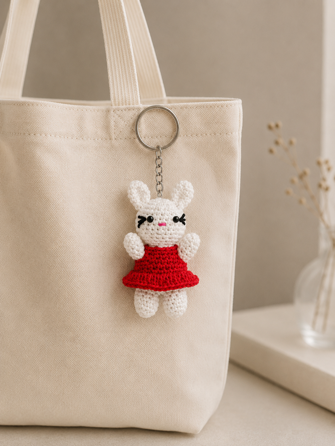 Handmade Crochet Kitty Keychain