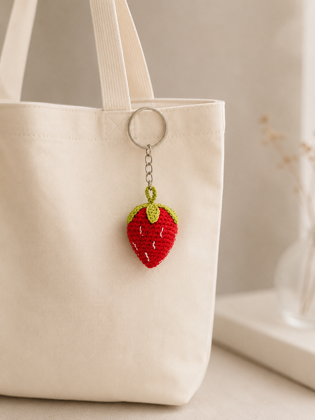 Handmade Crochet Strawberry Keychain