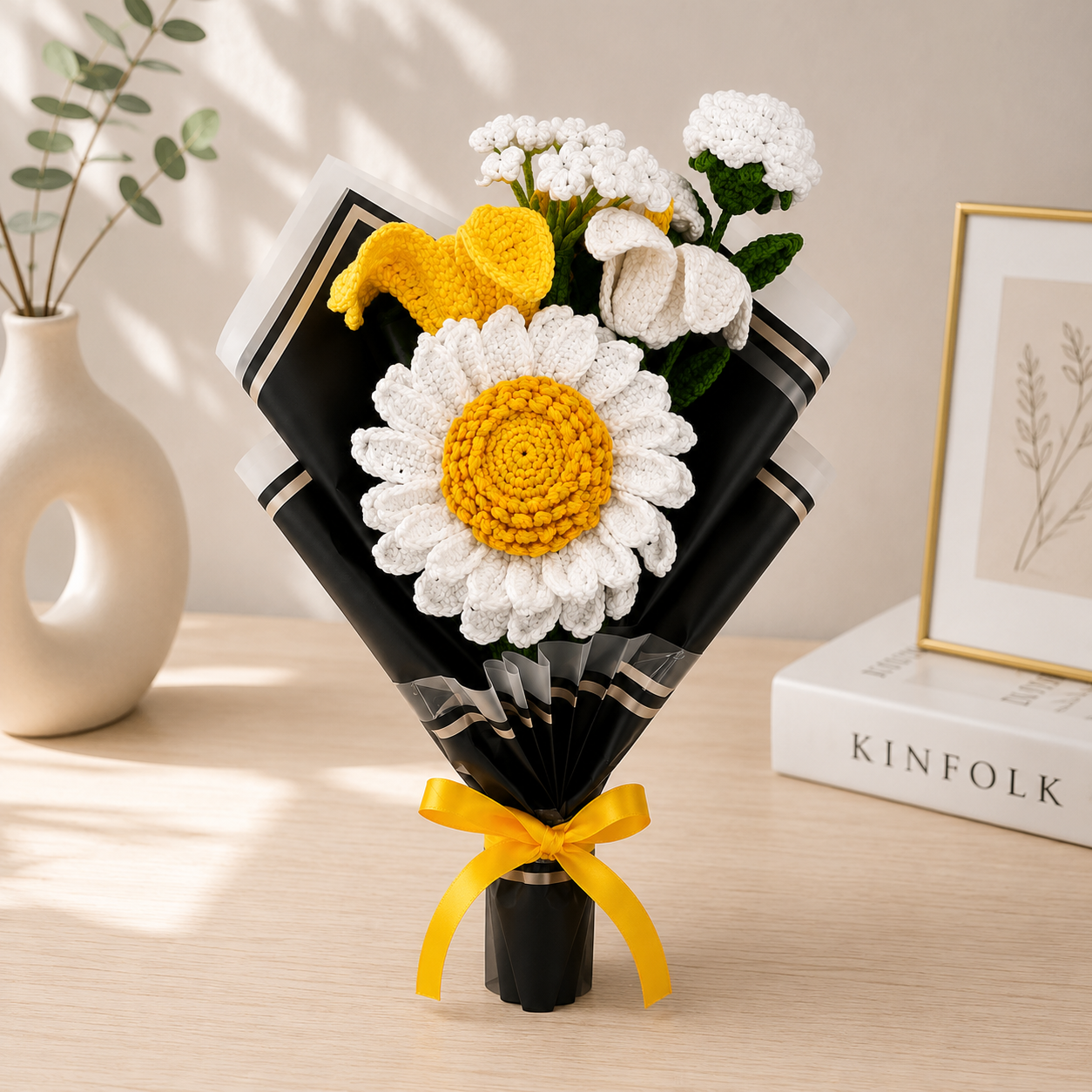 Handmade Crochet Daisy & Calla Lily Bouquet