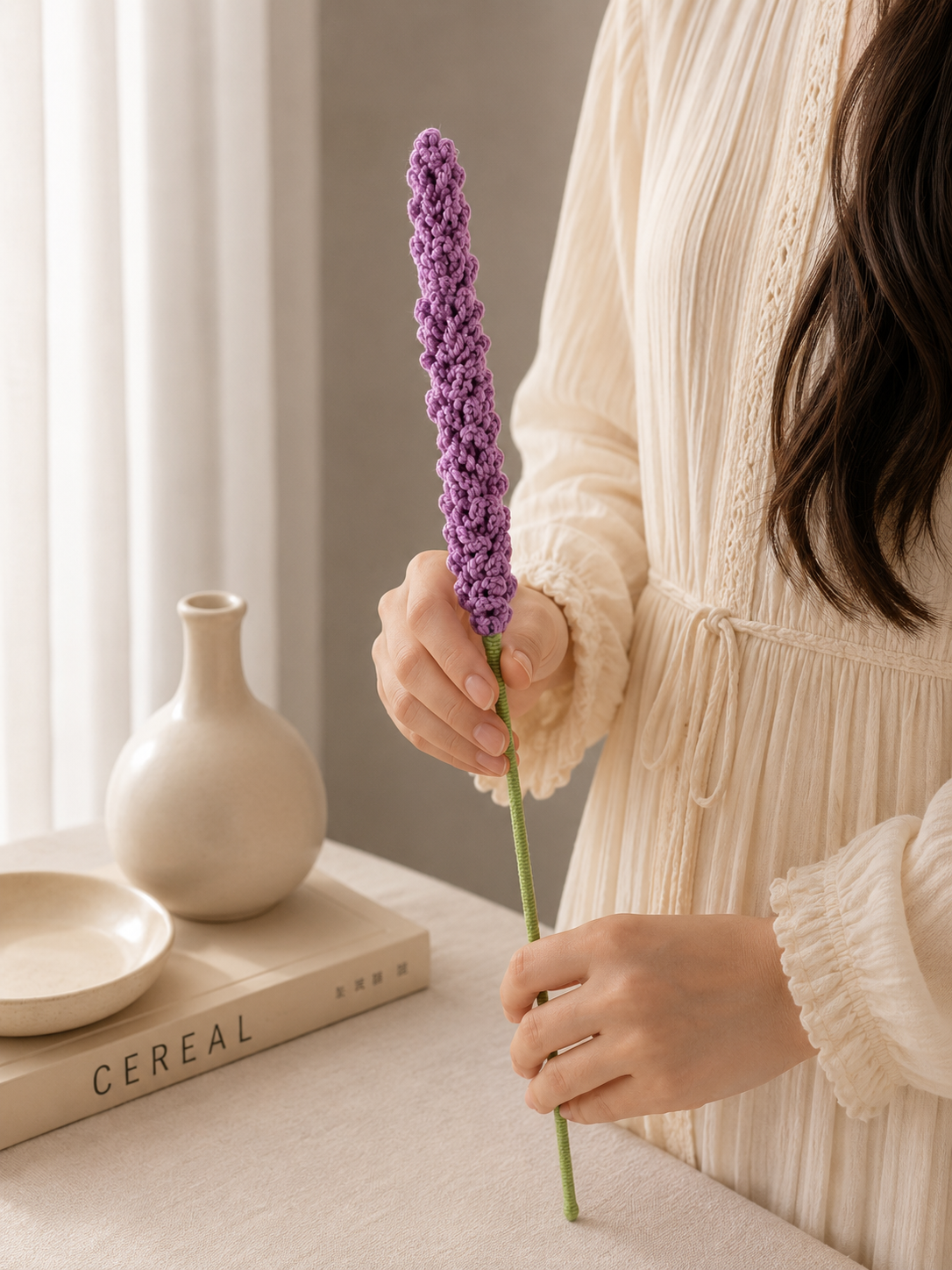 Handmade Crochet Lavender Stem
