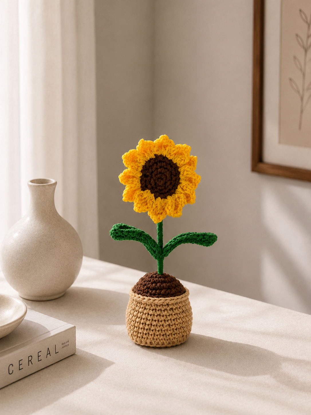 Handmade Crochet Sunflower Flower Pot