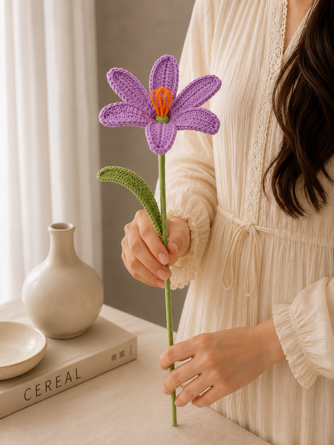 Handmade Crochet Open Tulip Flower