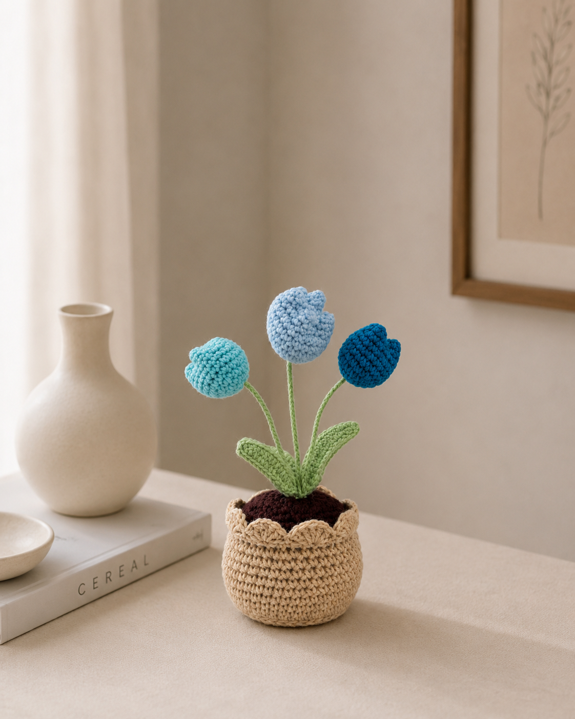 Handmade Crochet Tulip Flower Pot