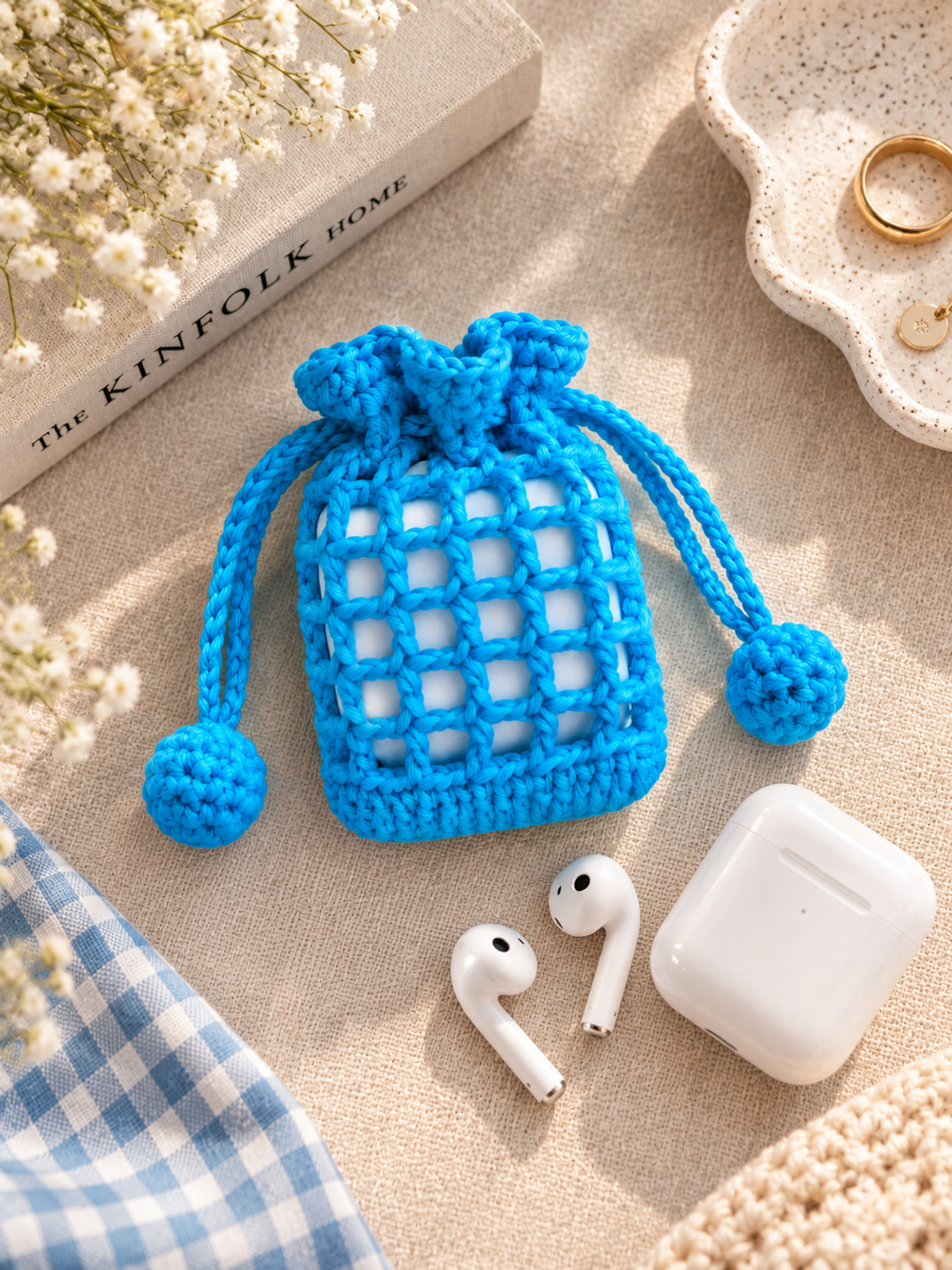 Bloom Drawstring Crochet Pouch