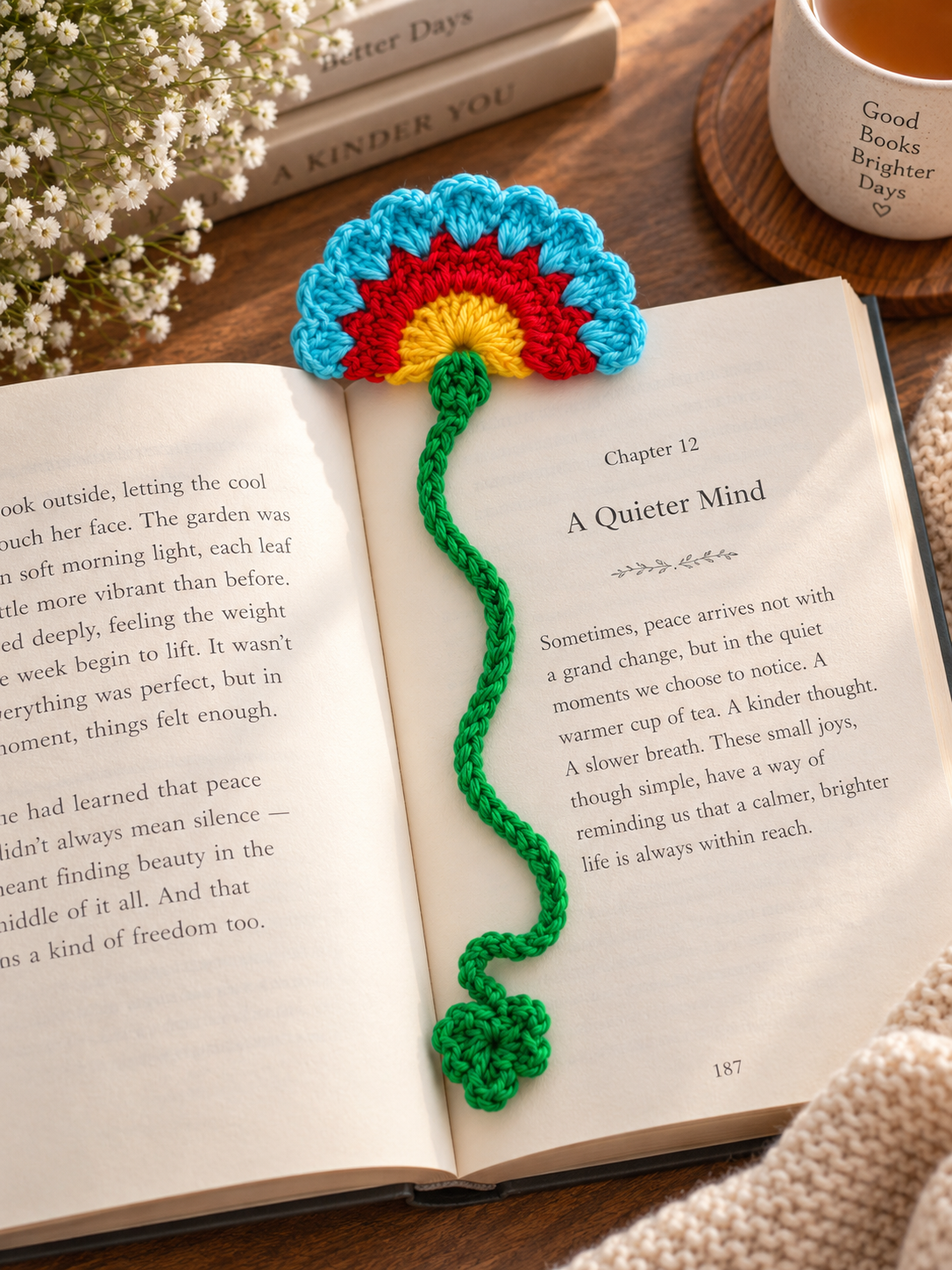 Rainbow Garden Crochet Bookmark